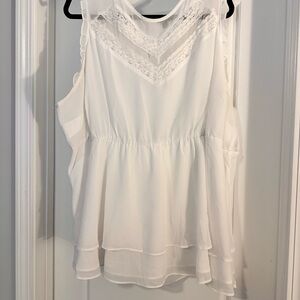 Torrid White Lace Accent Blouse